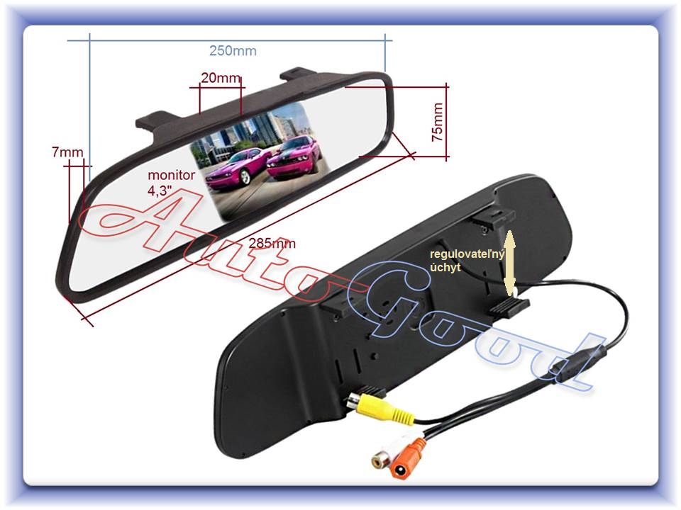 Cúvacia kamera v špz + 5" LCD monitor v spät.zrkadle WIFI 