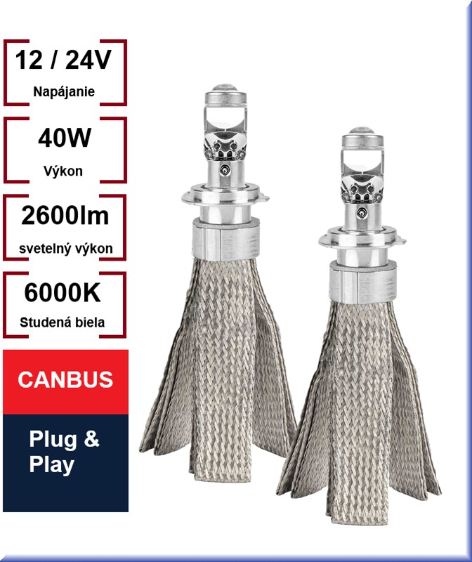 LED žiarovky H7/H18 šošovka série FLEX+ Lens