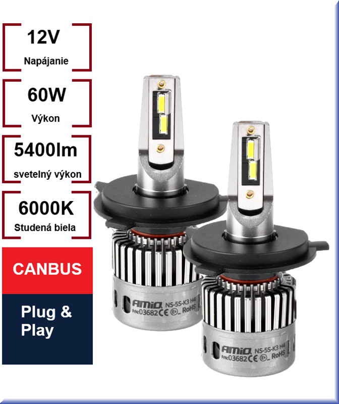 Led žiarovky H4/H19 série K3 Canbus