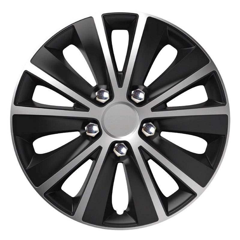 Puklica Rapide NC 16 "SILVER & BLACK (čierno- strieborná) s chromovými skrutkami
