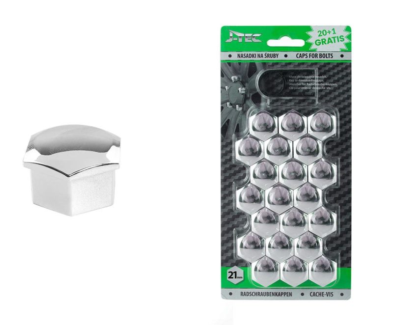 Sada krytiek pre skrutky kolies 21 mm – chromové
