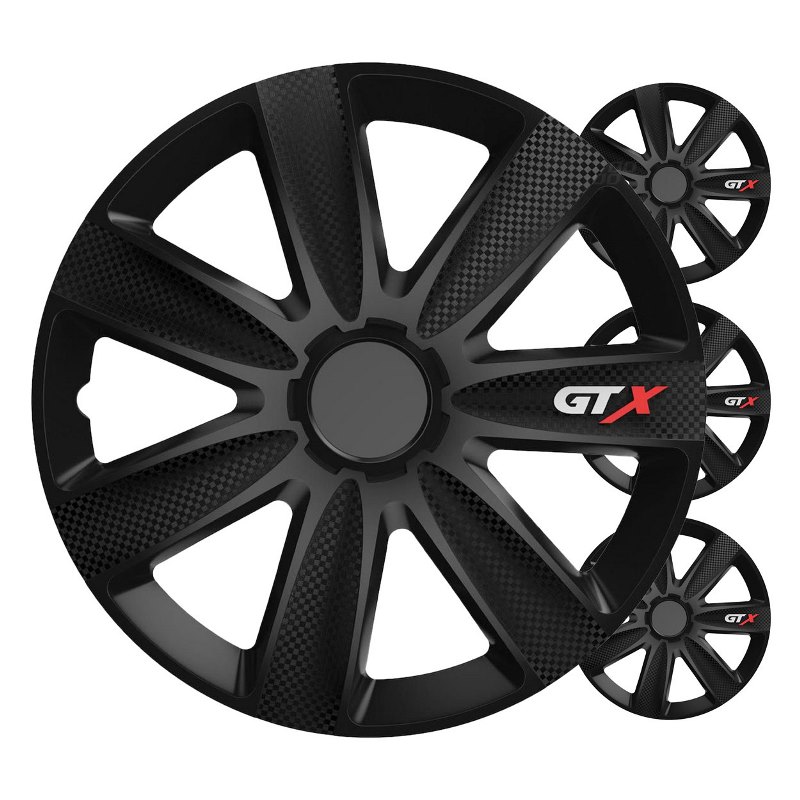 Puklice na kolesá 4ks sada GTX čierna carbon 16" COLOR BOX