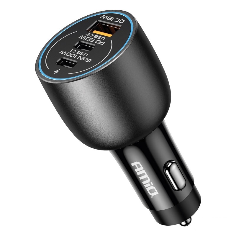 Nabíjačka do auta 2x USB C port + USB A port 12/24V 100W