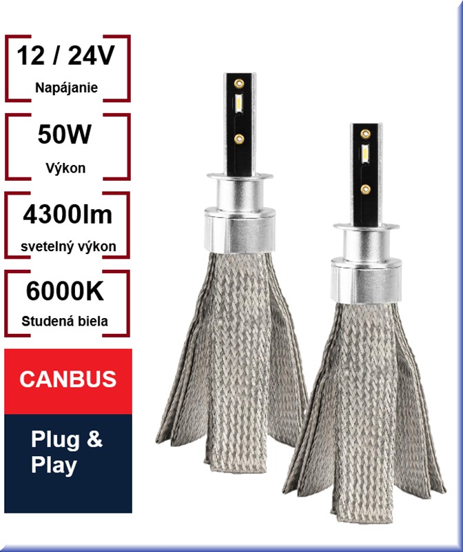 LED žiarovky H1 série FLEX+ canbus 12V 24V