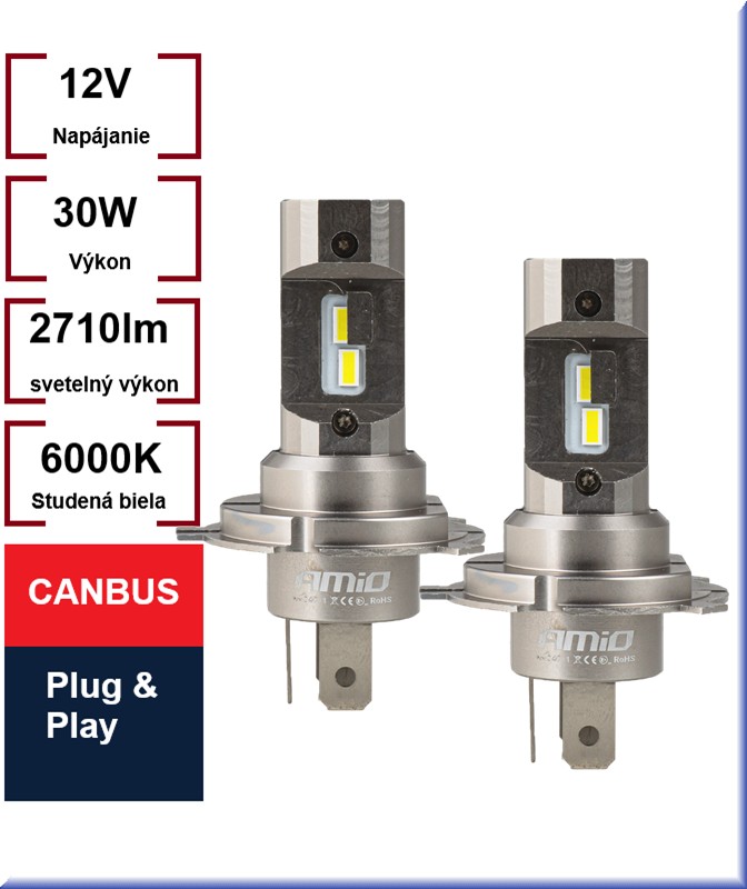 LED žiarovky H4 / H19 Séria H25 Canbus