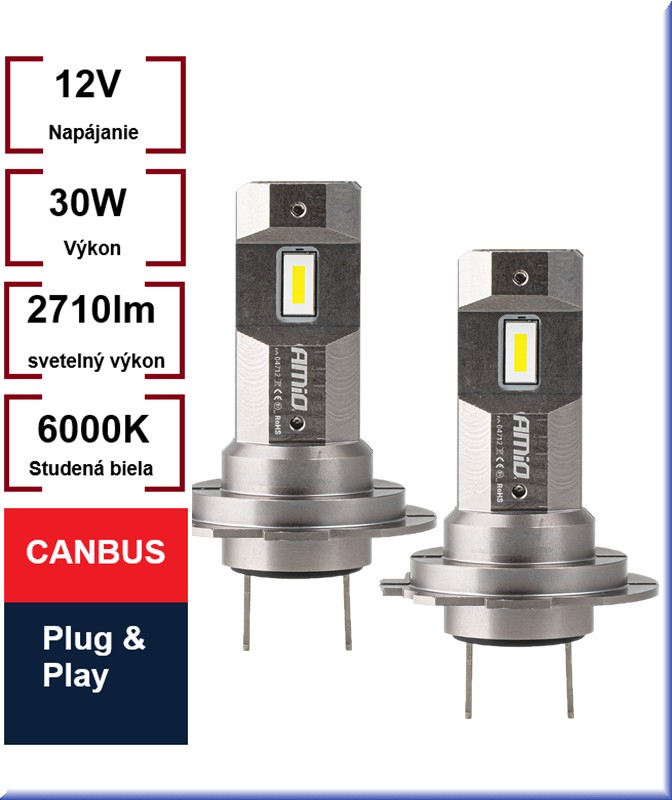LED žiarovky H7/H18 Séria H25 Canbus