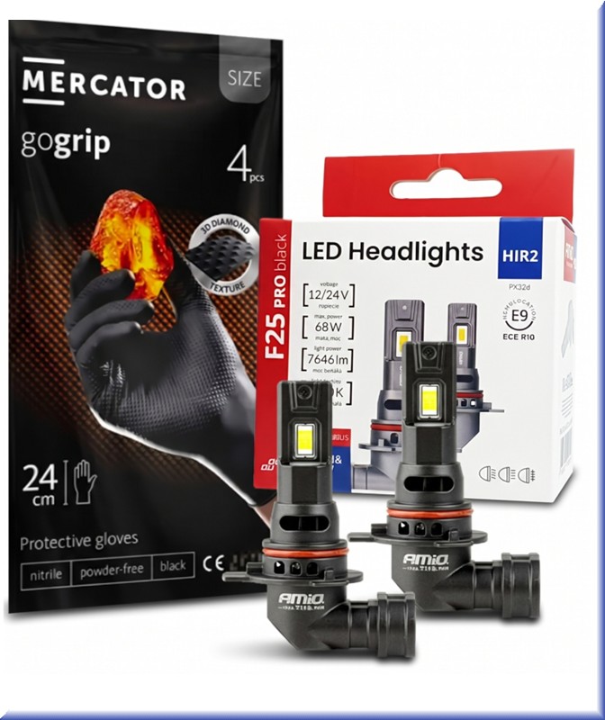 LED Autožiarovky HIR2 F25 PRO (Sada 2ks) + Nitrilové montážne rukavice 4ks