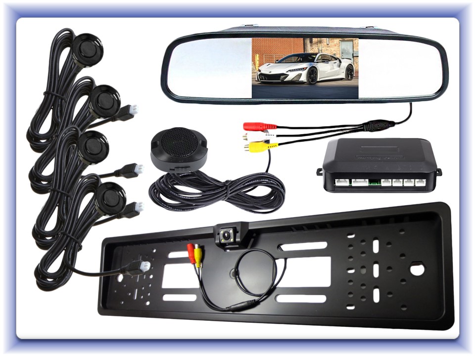 Parkovací asistent s kamerou v špz+monitor 4,3" v zrkadle