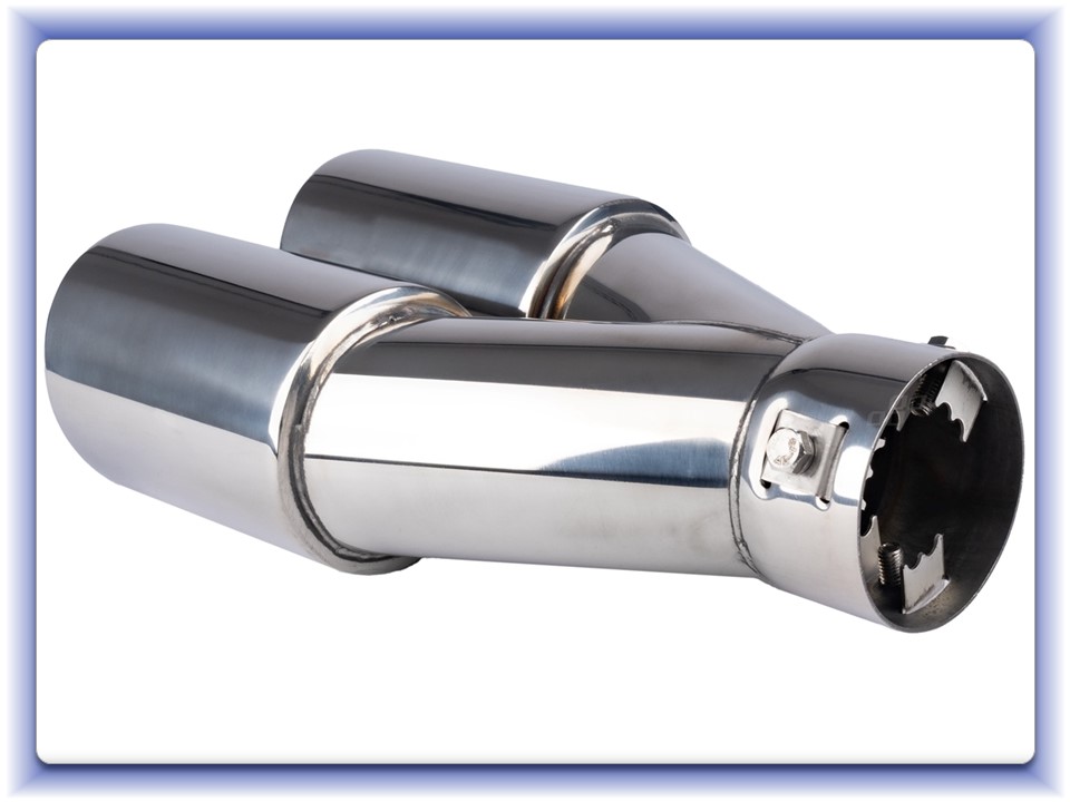 Koncovka výfuku nerezová dvojitá chrómová A-04062