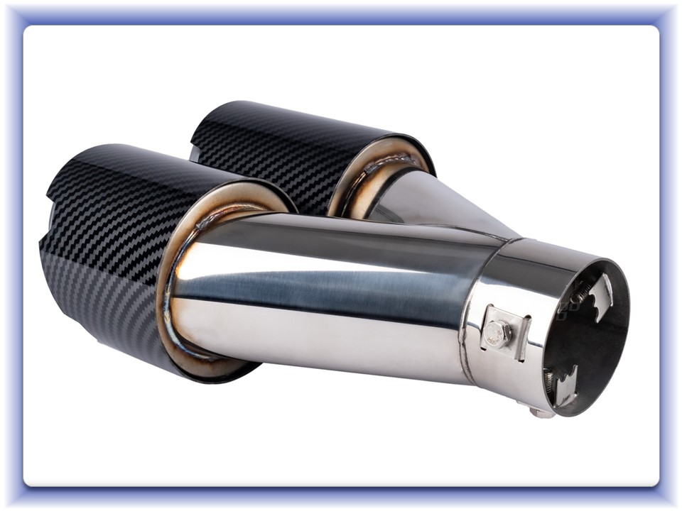 Koncovka tlmiča výfuku z nehrdzavejúcej ocele dvojitá karbon pravá-04070
