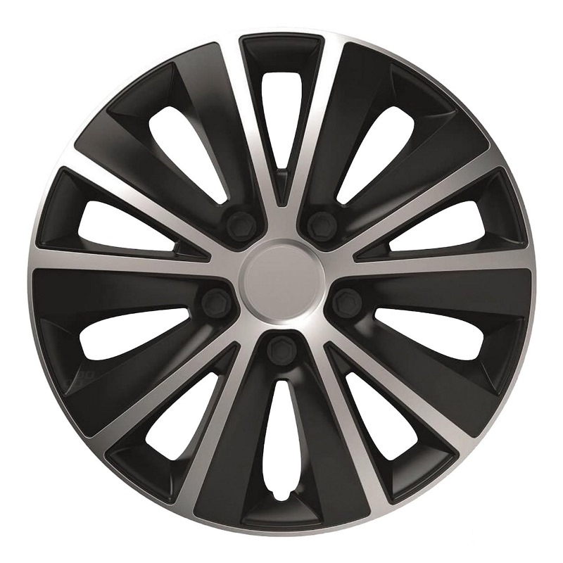 Puklice na kolesá 4ks sada Rapide čierna a strieborná 15" COLOR BOX