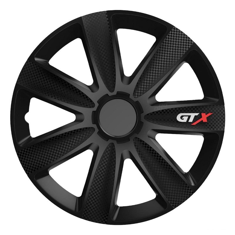 Puklice na kolesá 4ks sada GTX čierna carbon 16" COLOR BOX