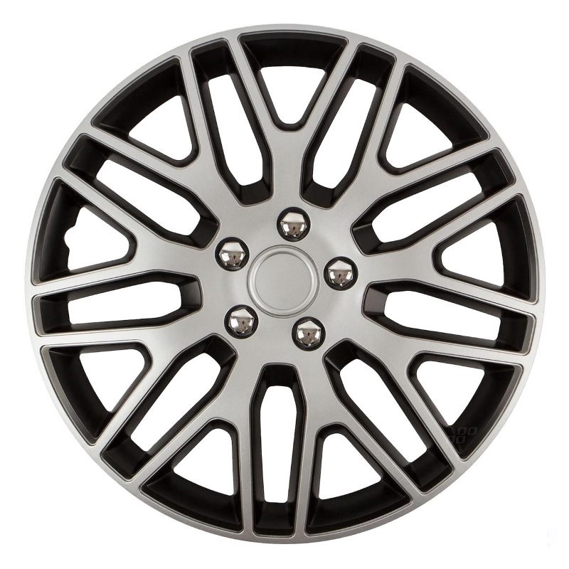 Puklice na kolesá 4ks sada Dakar čierna a strieborná 17" COLOR BOX