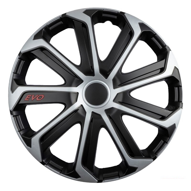 Puklice na kolesá 4ks sada EVO čierna a strieborná 15" COLOR BOX