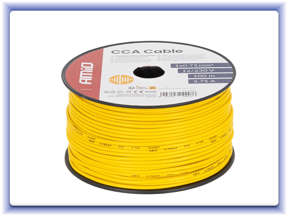 Jednožilový vodič k reproduktorom CCA 1x0.75mm2 100m 3.75A 12/230V