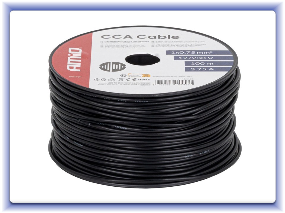 Jednožilový vodič k reproduktorom 1x0,75 mm² 100 m 3,75 A 12/230V