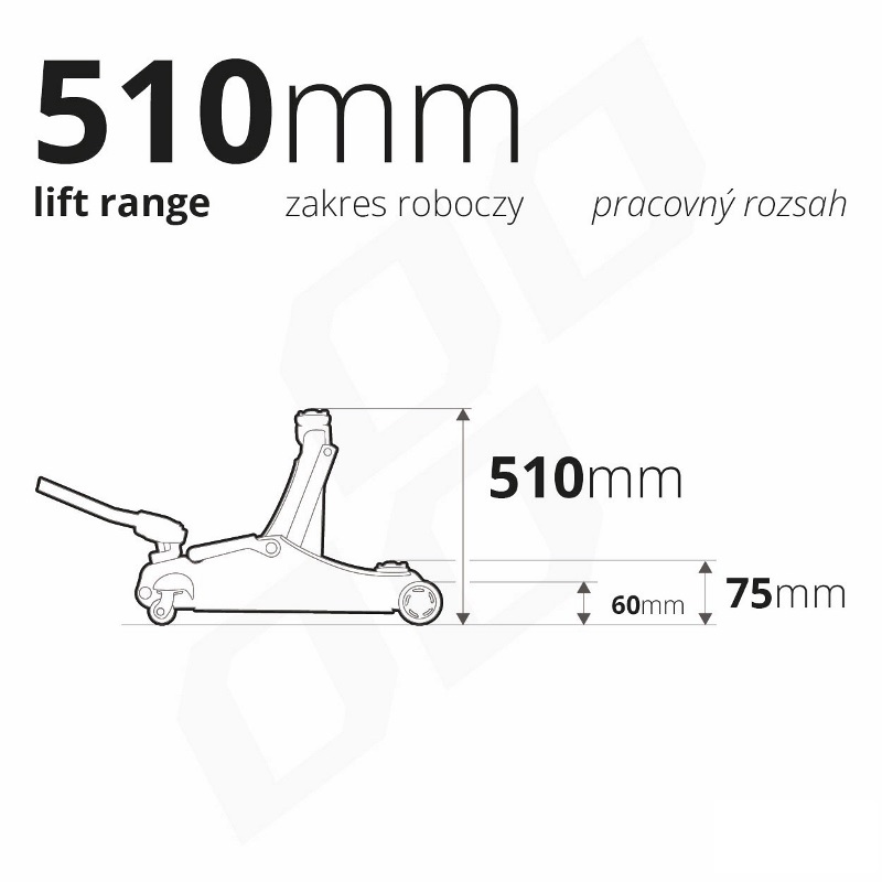 Hydraulický nízkoprofilový zdvihák 3T CE 75/510mm