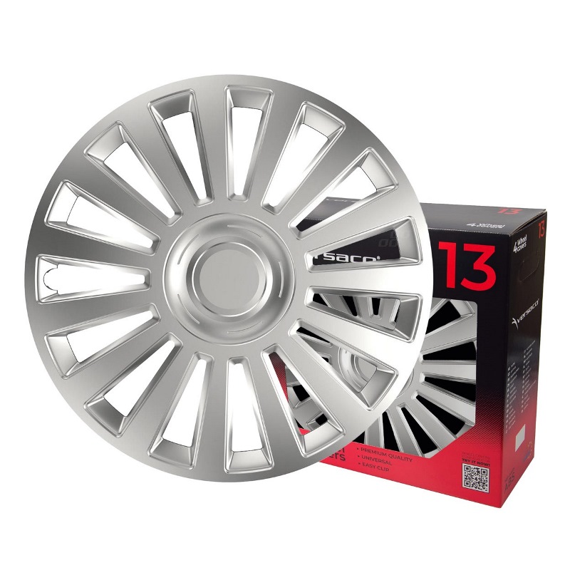 Puklice na kolesá 4ks sada Luxury strieborná 13" COLOR BOX