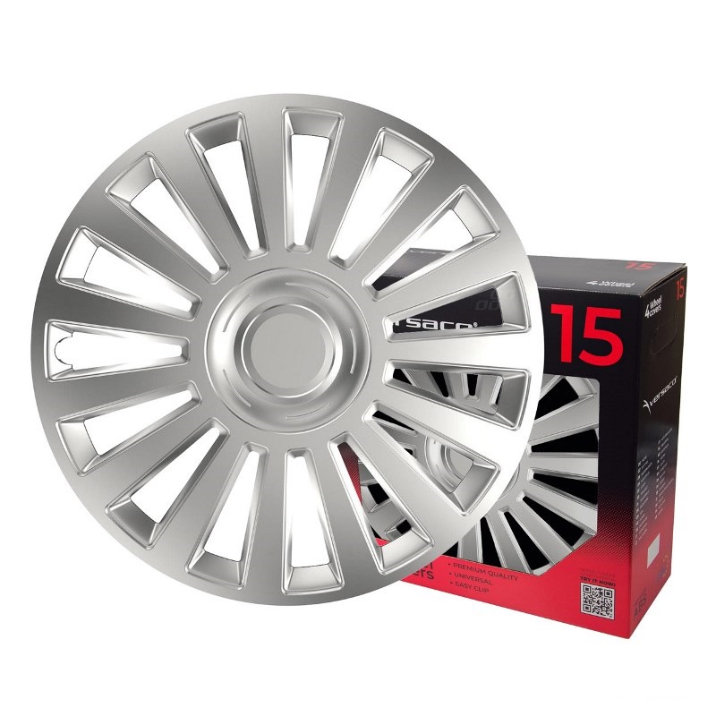 Puklice na kolesá 4ks sada Luxury strieborná 15" COLOR BOX