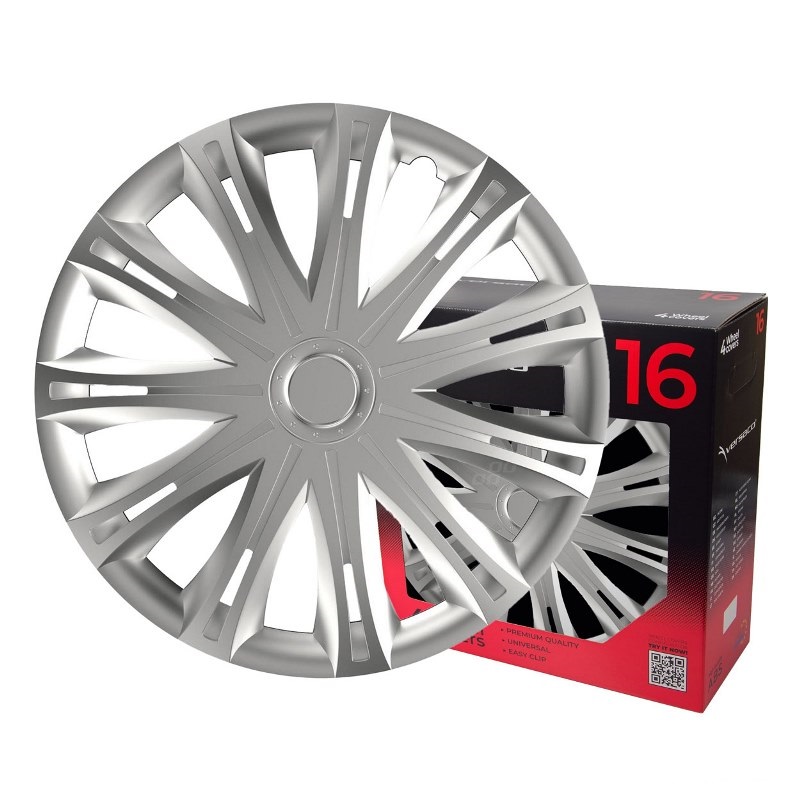 Puklice na kolesá 4ks sada Spark strieborná 16" COLOR BOX