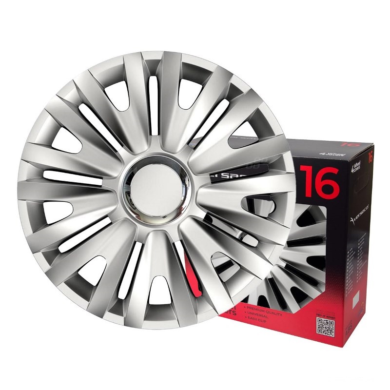 Puklice na kolesá 4ks sada Royal strieborná 16" COLOR BOX