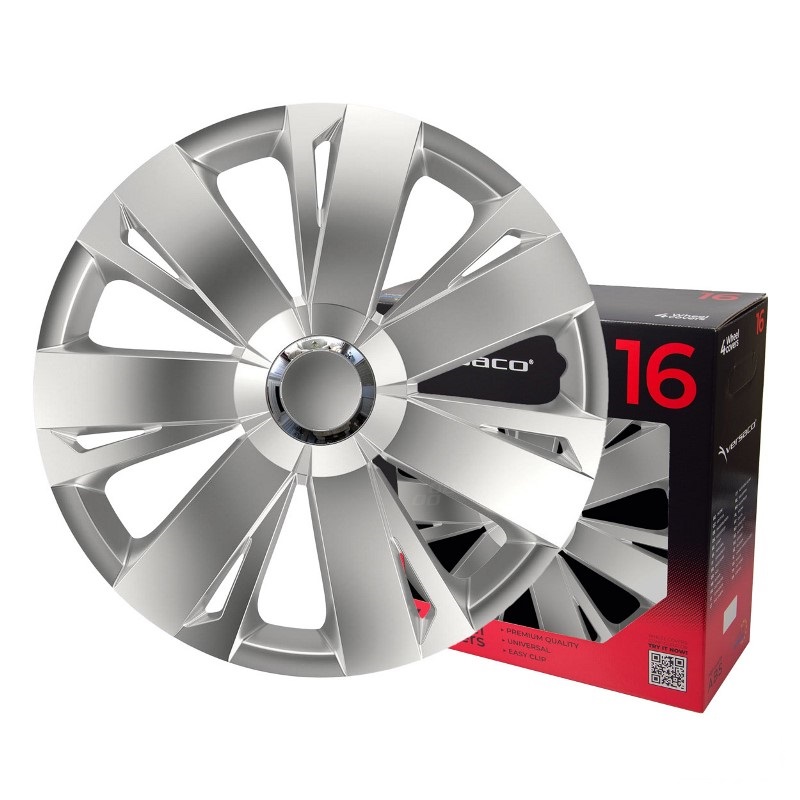 Puklice na kolesá 4ks sada Energy strieborná 16" COLOR BOX