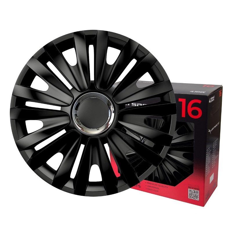 Puklice na kolesá 4ks sada Royal čierna 16" COLOR BOX