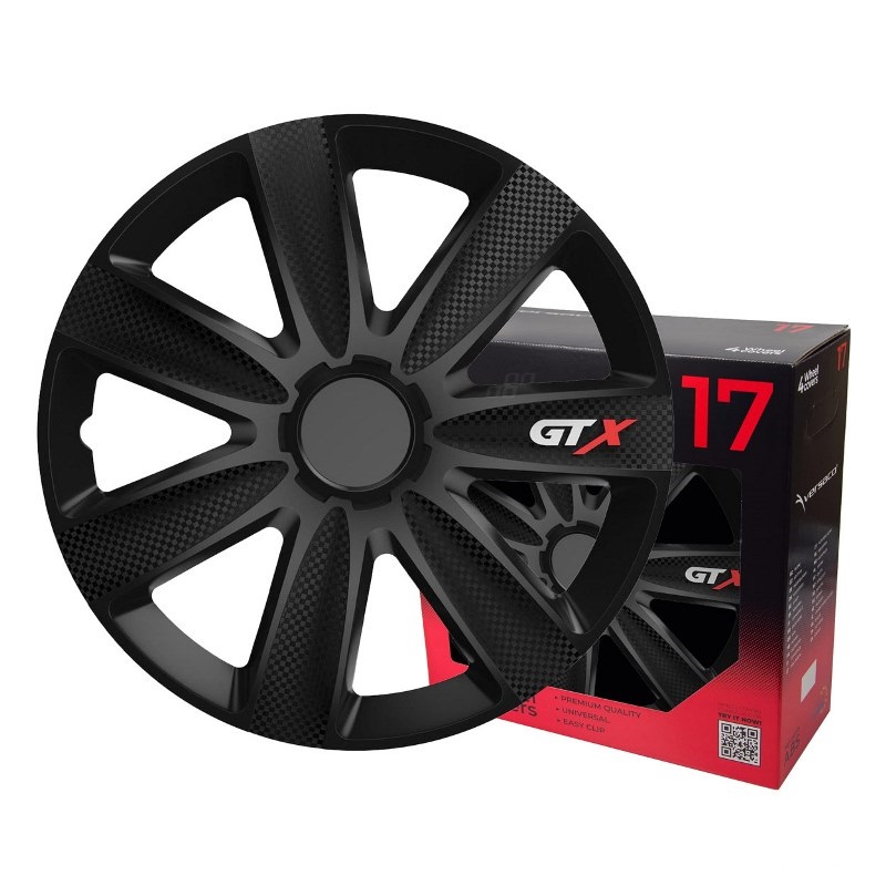 Puklice na kolesá 4ks sada GTX čierna carbon 17" COLOR BOX