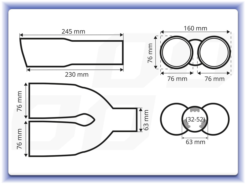 Koncovka výfuku nerezová dvojitá chrómová A-04062