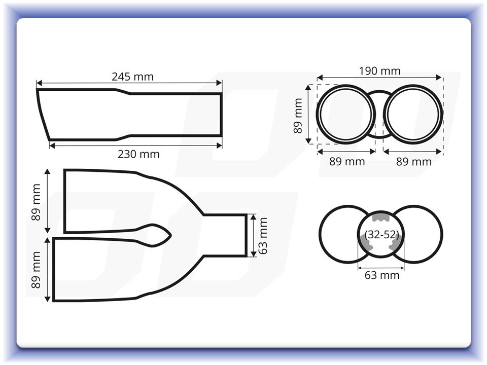Koncovka tlmiča výfuku z nehrdzavejúcej ocele dvojitá karbon pravá-04070