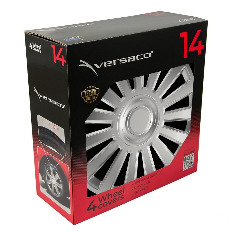 Puklice na kolesá 4ks sada Luxury strieborná 14" COLOR BOX