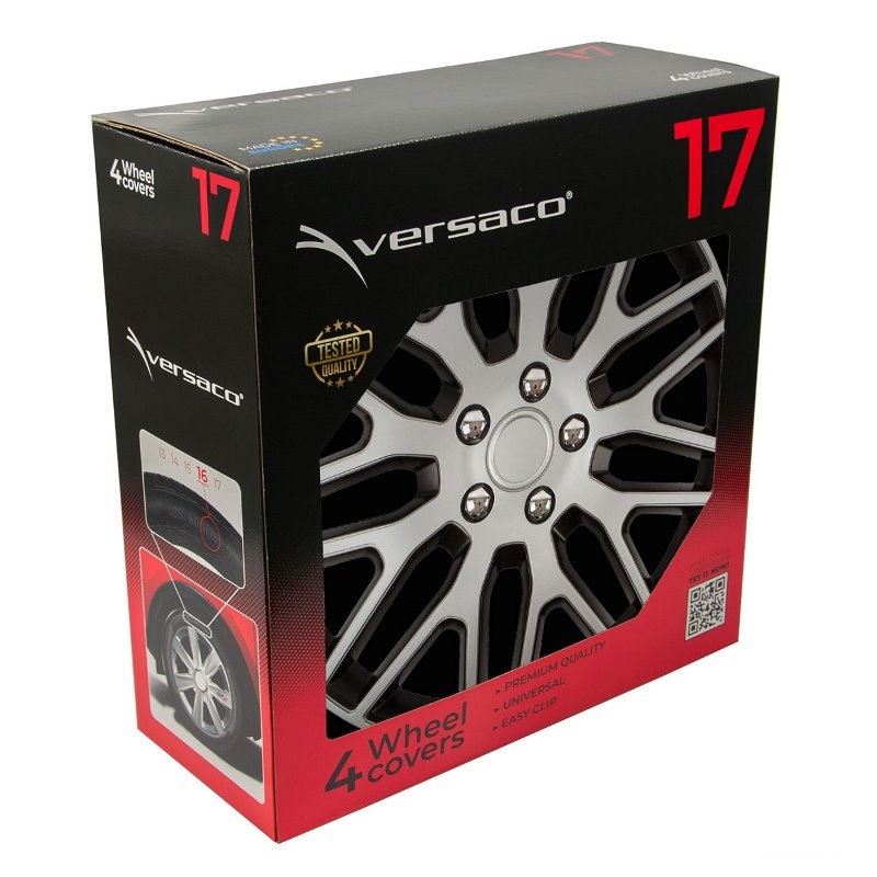 Puklice na kolesá 4ks sada Dakar čierna a strieborná 17" COLOR BOX