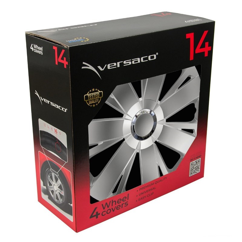 Puklice na kolesá 4ks sada Energy strieborná 14" COLOR BOX