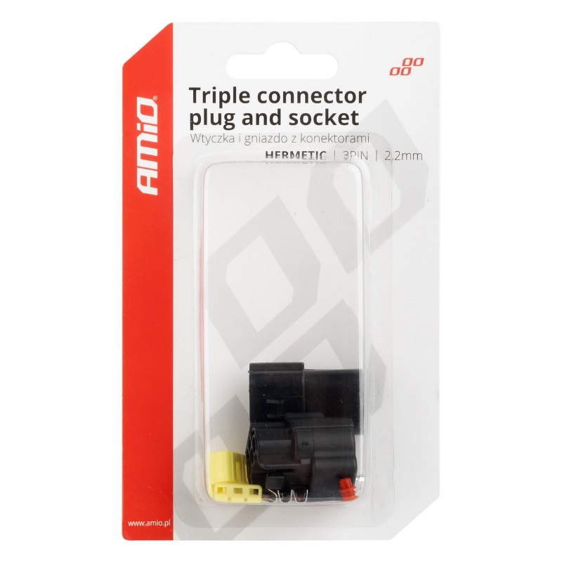 Sada elektrických konektorov vodotesných 3 PIN 2,2 mm