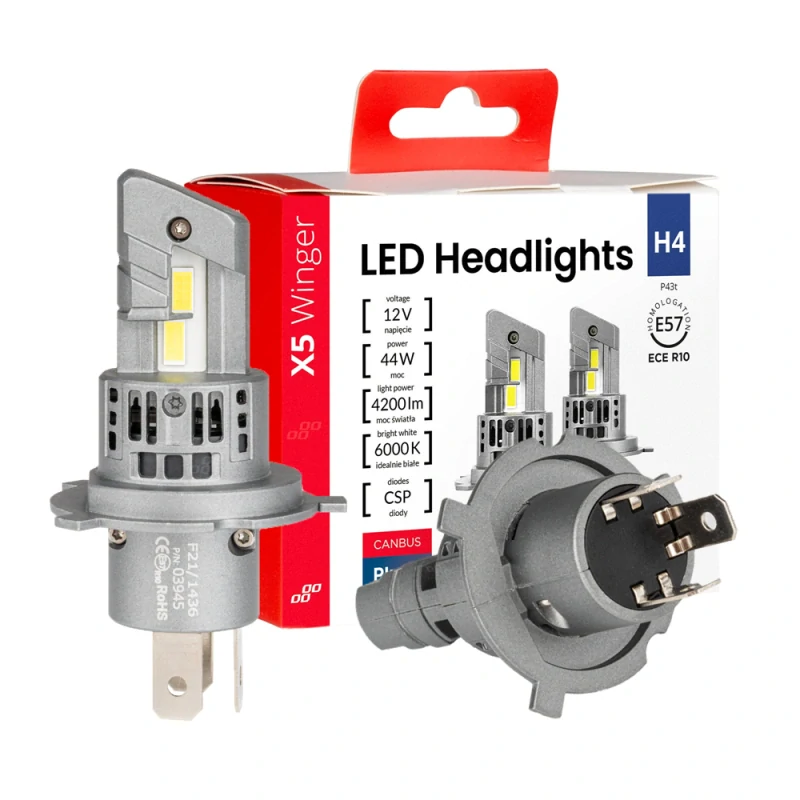 Led žiarovky H4 séria X5 Canbus + Nitrilové montážne rukavice 4ks