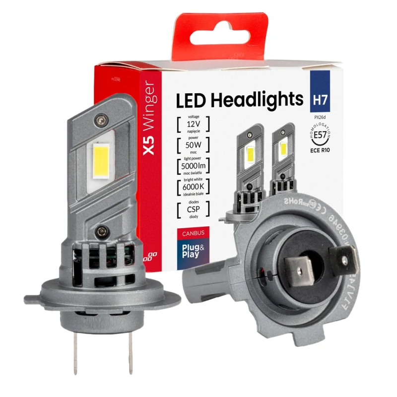 Led žiarovky H7 séria X5-WINGER Canbus + Nitrilové montážne rukavice 4ks