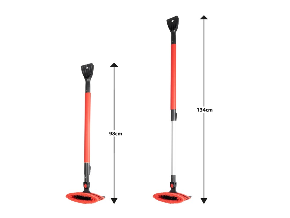 Veľká teleskopická kefa na sneh s škrabkou na ľad a stierkou 98-134 cm