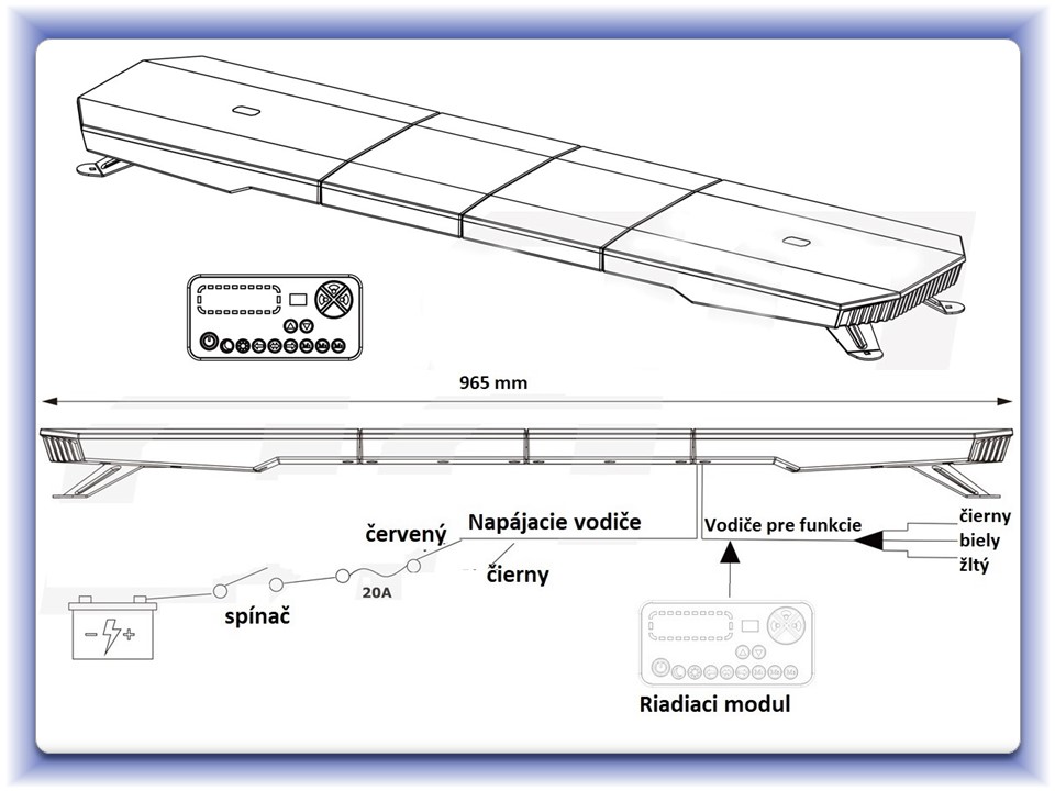 Výstražné svetlo 132 LED 965mm