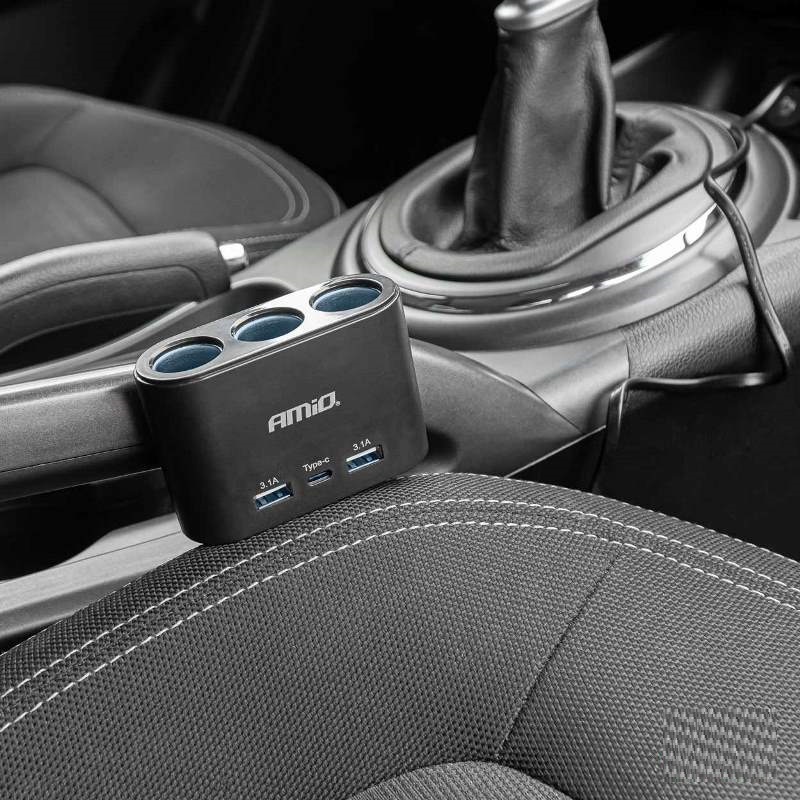 Predlžovacia zásuvkai 2x USB-A 1x USB-C 12V 24V 120W 70cm