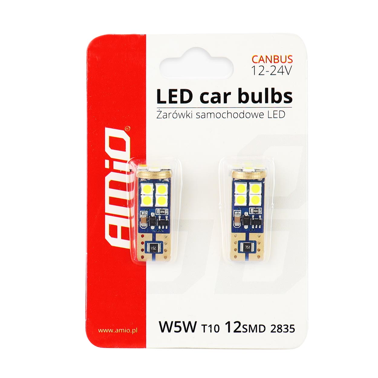 LED žiarovky CANBUS 12SMD 2835 T10e (W5W) White 12V/24V