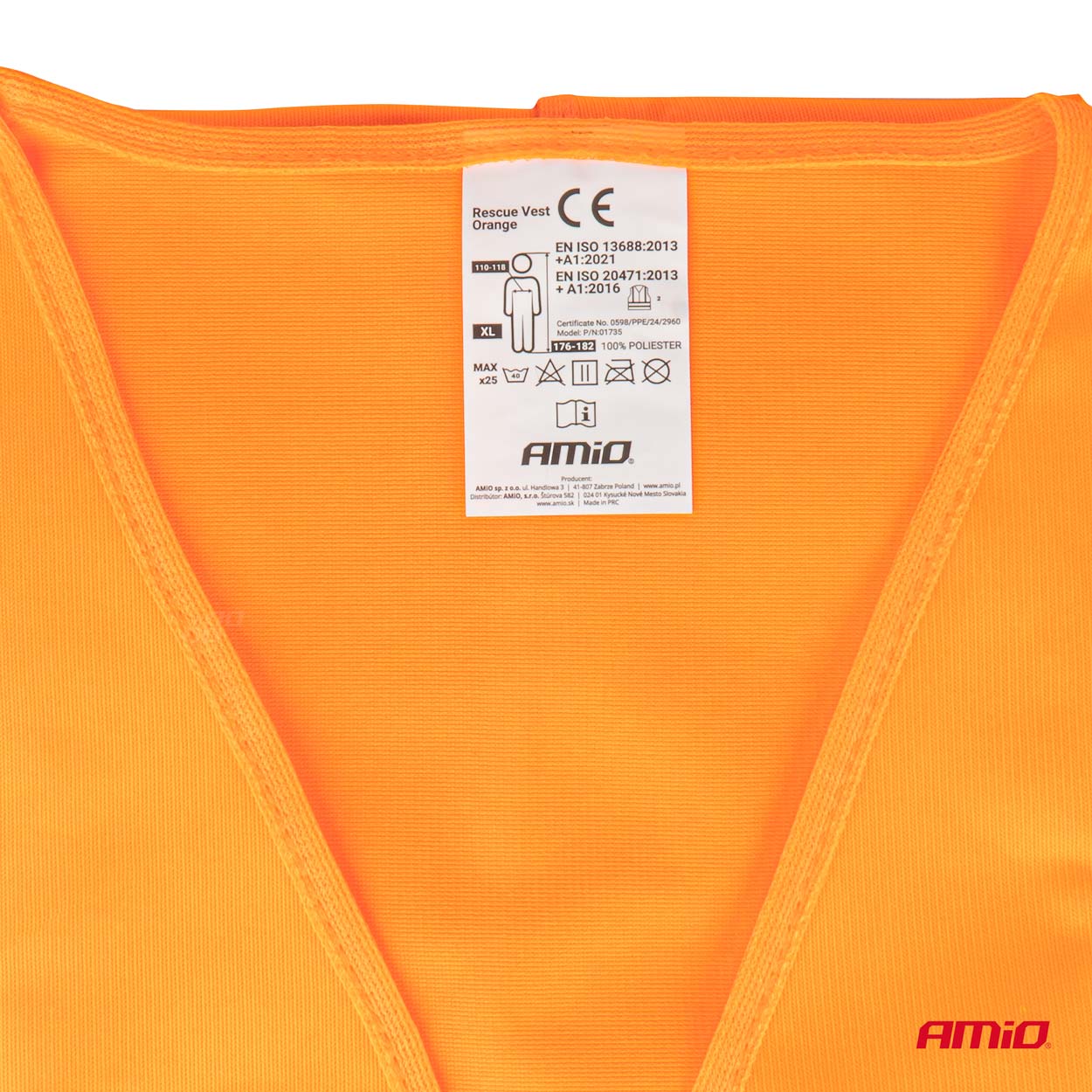 Reflexná vesta XL oranžová s certifikátom AMiO-01735