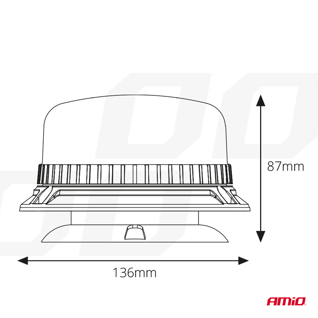 Výstražný maják W03M magnetický R65 R10 36LED 12 / 24V IP56
