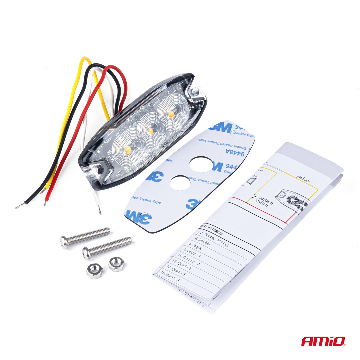 Výstražné osvetlenie oranžové 3x3W LED R65 R10 12/24V IP67