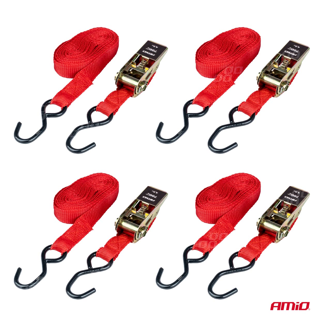 Upínacie pásy s račňou 700kg 25mm 4,5m 4ks BELT-03