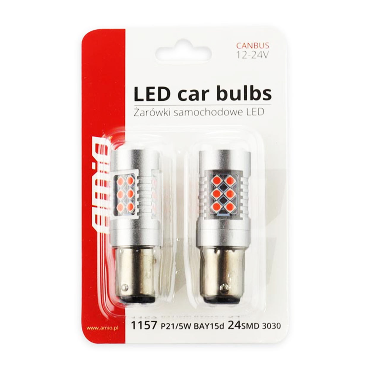 LED žiarovky CANBUS 3030 24SMD 1157 BAY15D PR21/5W Red 12V/24V