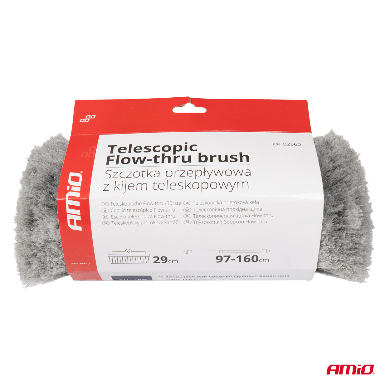 Teleskopická prietoková kefa na umývanie auta 97-160cm AMIO-02660