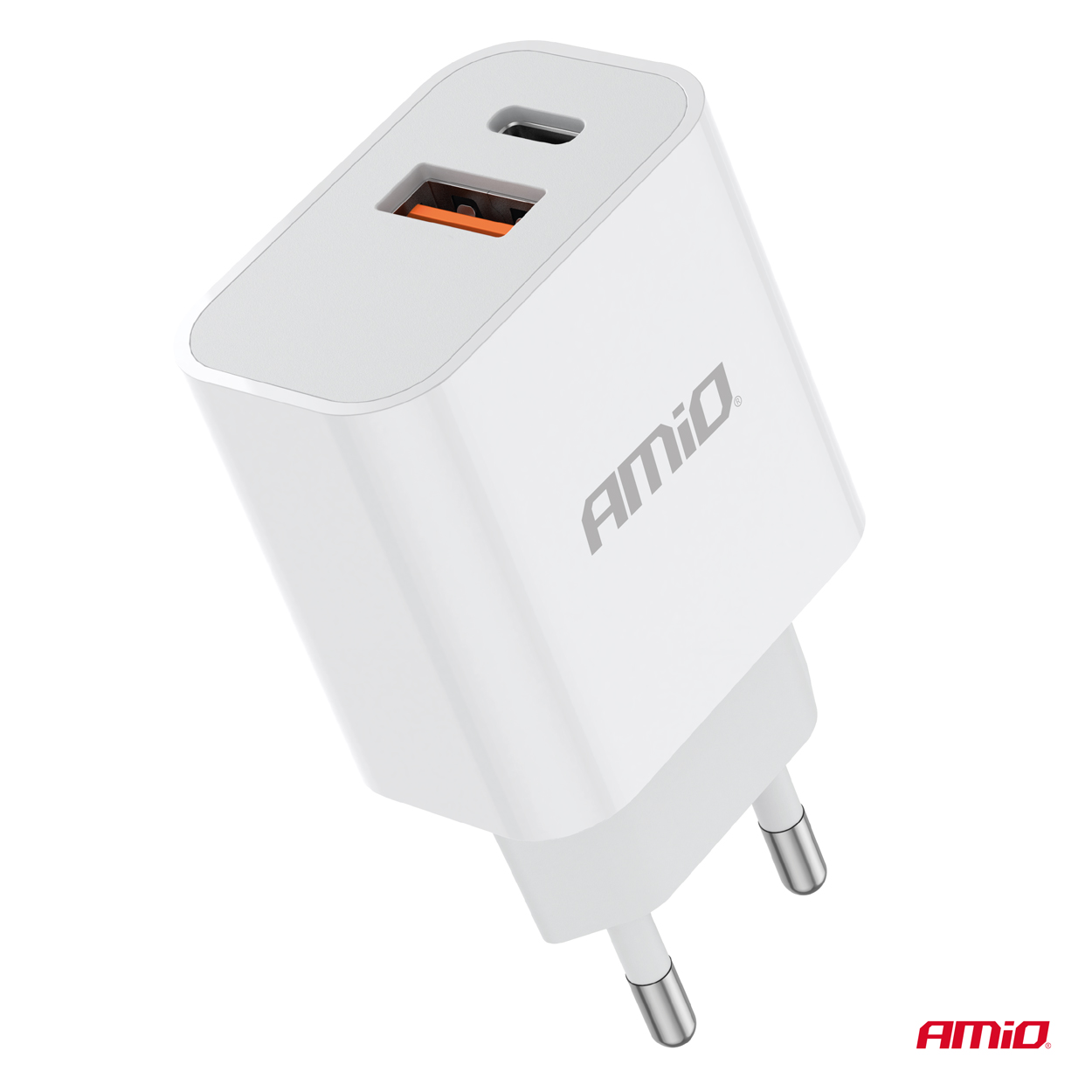 Sieťová nabíjačka PRO-09 USB+USB-C 20W Quick Charge 230V AMiO-02935