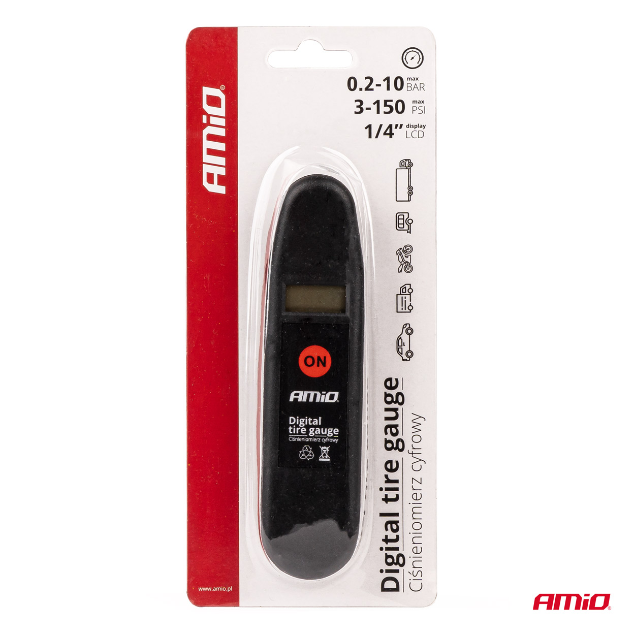 Tlakomer 10 bar, 3-150 PSI AMiO-02940
