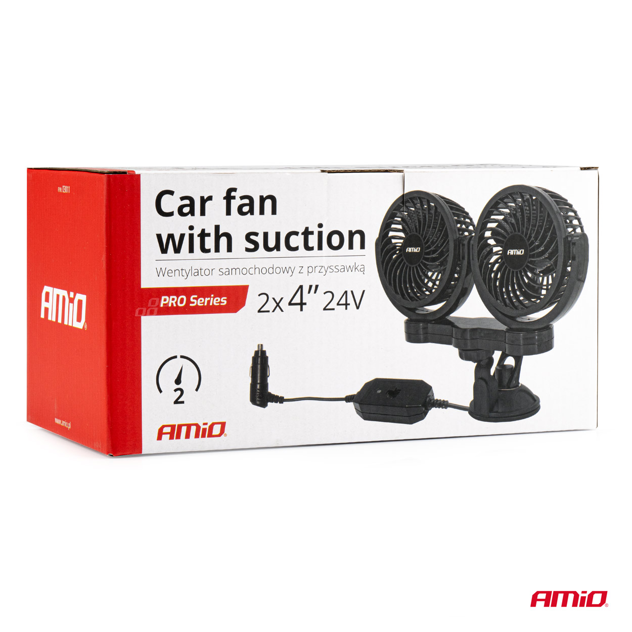 Ventilátor do auta s prísavkou 2x4" 24V