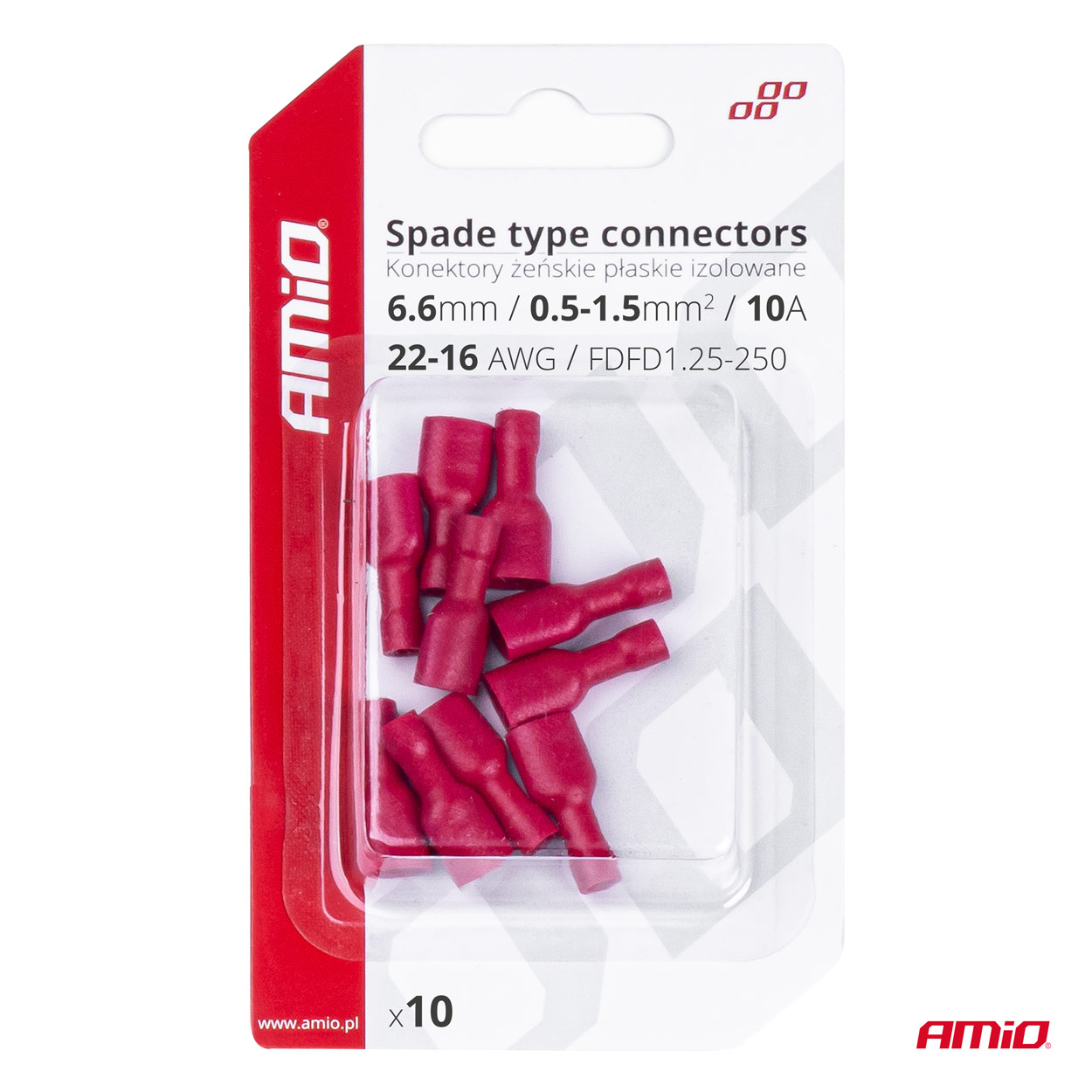 Elektrické konektory izolované – samica (násuvka) 6.6mm 0.5-1.5mm2 10A